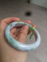 Load image into Gallery viewer, 55.2mm Certified Type A 100% Natural light green/purple/brown with green floating flowers Jadeite Jade bangle F86-6199