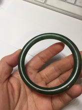 Load image into Gallery viewer, 57.2mm 100% Natural dark green(碧玉) round cut nephrite Jade bangle HF88