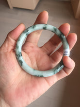 Load image into Gallery viewer, 57.9mm certified Type A 100% Natural light green with floating green flowers round cut Jadeite Jade bangle AU12-3021