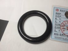Load image into Gallery viewer, 54.9mm certified 100% Natural black(MO YU 墨玉) meteorite Stellar Night sky chubby round cut nephrite bangle HF119-8244