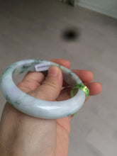 Load image into Gallery viewer, 55.2mm Certified Type A 100% Natural light green/purple/brown with green floating flowers Jadeite Jade bangle F86-6199
