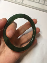 Load image into Gallery viewer, 57.2mm 100% Natural dark green(碧玉) round cut nephrite Jade bangle HF88