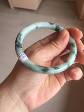 Load image into Gallery viewer, 57.9mm certified Type A 100% Natural light green with floating green flowers round cut Jadeite Jade bangle AU12-3021