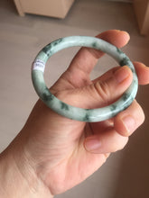 Load image into Gallery viewer, 57.9mm certified Type A 100% Natural light green with floating green flowers round cut Jadeite Jade bangle AU12-3021