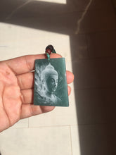 Load image into Gallery viewer, 100% Natural type A green/blue/gray Guatemala jadeite Jade shadow carving buddha pendant necklace BP114