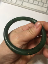 Load image into Gallery viewer, 57.2mm 100% Natural dark green(碧玉) round cut nephrite Jade bangle HF88