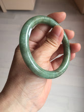 Load image into Gallery viewer, 55.5mm Certified Type A 100% Natural dark green/gray round cut Jadeite Jade bangle D155-5370
