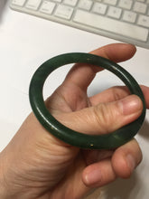 Load image into Gallery viewer, 57.2mm 100% Natural dark green(碧玉) round cut nephrite Jade bangle HF88