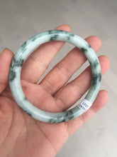 Load image into Gallery viewer, 57.9mm certified Type A 100% Natural light green with floating green flowers round cut Jadeite Jade bangle AU12-3021