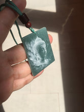Load image into Gallery viewer, 100% Natural type A green/blue/gray Guatemala jadeite Jade shadow carving buddha pendant necklace BP114