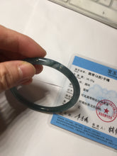 Load image into Gallery viewer, 54.8mm Certified Type A 100% Natural dark green/blue/gray Guatemala slim round cut Jadeite bangle PD182-2480