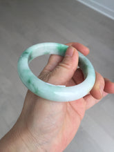 Load image into Gallery viewer, 55.8mm certified type A 100% Natural sunny green white flying flowers jadeite jade bangle AX129-5234