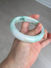 Load image into Gallery viewer, 55.8mm certified type A 100% Natural sunny green white flying flowers jadeite jade bangle AX129-5234
