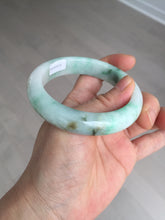 Load image into Gallery viewer, 55.8mm certified type A 100% Natural sunny green white flying flowers jadeite jade bangle AX129-5234
