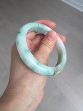 Load image into Gallery viewer, 55.8mm certified type A 100% Natural sunny green white flying flowers jadeite jade bangle AX129-5234