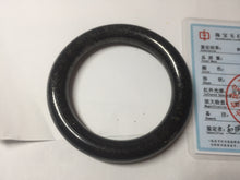 Load image into Gallery viewer, 62.5mm certified 100% Natural black(MO YU 墨玉) meteorite Stellar Night sky chubby round cut nephrite bangle HF120-8235