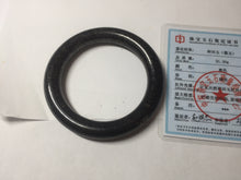 Load image into Gallery viewer, 62.5mm certified 100% Natural black(MO YU 墨玉) meteorite Stellar Night sky chubby round cut nephrite bangle HF120-8235