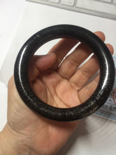 Load image into Gallery viewer, 62.5mm certified 100% Natural black(MO YU 墨玉) meteorite Stellar Night sky chubby round cut nephrite bangle HF120-8235