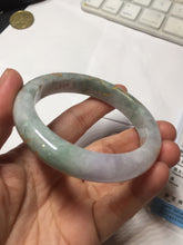 Load image into Gallery viewer, 55.5mm 100% Natural type A green purple carved plum blossom and golden-painted Jadeite Jade bangle PB226-0257