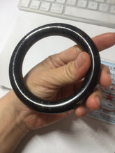 Load image into Gallery viewer, 62.5mm certified 100% Natural black(MO YU 墨玉) meteorite Stellar Night sky chubby round cut nephrite bangle HF120-8235