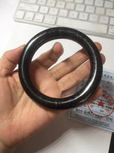 Load image into Gallery viewer, 62.5mm certified 100% Natural black(MO YU 墨玉) meteorite Stellar Night sky chubby round cut nephrite bangle HF120-8235