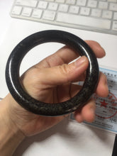 Load image into Gallery viewer, 62.5mm certified 100% Natural black(MO YU 墨玉) meteorite Stellar Night sky chubby round cut nephrite bangle HF120-8235