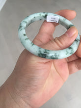 Load image into Gallery viewer, 54mm certified Type A 100% Natural light green with floating green flowers Jadeite Jade bangle AU14-3022