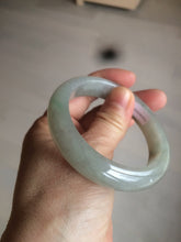 Load image into Gallery viewer, 53.5mm certified 100% natural Type A icy watery green/gray jadeite jade bangle AF86-0223