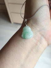 Load image into Gallery viewer, 100% Natural type A green/white small happy buddha jadeite Jade pendant necklace group BP111