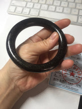 Load image into Gallery viewer, 62.5mm certified 100% Natural black(MO YU 墨玉) meteorite Stellar Night sky chubby round cut nephrite bangle HF120-8235