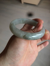 Load image into Gallery viewer, 53.5mm certified 100% natural Type A icy watery green/gray jadeite jade bangle AF86-0223