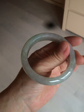 Load image into Gallery viewer, 53.5mm certified 100% natural Type A icy watery green/gray jadeite jade bangle AF86-0223