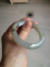 Load image into Gallery viewer, 53.5mm certified 100% natural Type A icy watery green/gray jadeite jade bangle AF86-0223