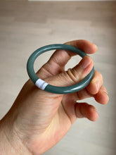 Load image into Gallery viewer, 48mm Certified Type A 100% Natural deep sea green/blue/gray/white oval round cut Guatemala Jadeite bangle KS95-2468