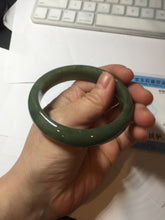 Load image into Gallery viewer, 56mm certified 100% natural Type A oliy dark green(油青) brown jadeite jade bangle BS101-4047