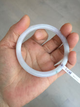 Load image into Gallery viewer, 55.5mm 100% natural Type A icy watery light purple white slim round cut jadeite jade bangle BM106-4527