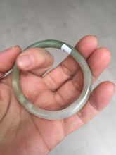 Load image into Gallery viewer, 48mm certified 100% natural Type A icy watery green/brown/gray slim oval jadeite jade bangle BL111-9436
