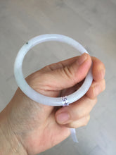Load image into Gallery viewer, 55.5mm 100% natural Type A icy watery light purple white slim round cut jadeite jade bangle BM106-4527