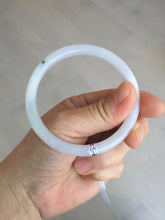 Load image into Gallery viewer, 55.5mm 100% natural Type A icy watery light purple white slim round cut jadeite jade bangle BM106-4527