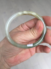 Load image into Gallery viewer, 48mm certified 100% natural Type A icy watery green/brown/gray slim oval jadeite jade bangle BL111-9436