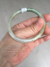 Load image into Gallery viewer, 48mm certified 100% natural Type A icy watery green/brown/gray slim oval jadeite jade bangle BL111-9436