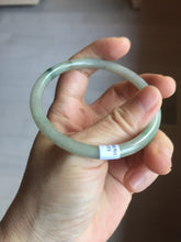 Load image into Gallery viewer, 56mm Certified Type A 100% Natural sunny green/black/gray with dark green floating flowers slim round cut Jadeite bangle PD78-5771