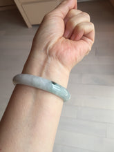 Load image into Gallery viewer, 52mm certified natural 100% natural Type A green white with green flying flowers oval jadeite jade bangle PB109-2439