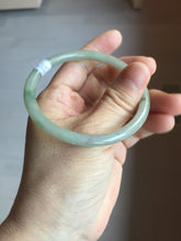 Load image into Gallery viewer, 56mm Certified Type A 100% Natural sunny green/black/gray with dark green floating flowers slim round cut Jadeite bangle PD78-5771
