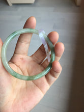 Load image into Gallery viewer, 56mm Certified Type A 100% Natural sunny green/black/gray with dark green floating flowers slim round cut Jadeite bangle PD77-5764