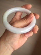 Load image into Gallery viewer, 60.5mm certified 100% natural light green/white/purple chubby round cut jadeite jade bangle BS39-8572
