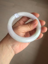 Load image into Gallery viewer, 60.5mm certified 100% natural light green/white/purple chubby round cut jadeite jade bangle BS39-8572
