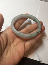 Load image into Gallery viewer, 52mm certified natural 100% natural Type A green white with green flying flowers oval jadeite jade bangle PB109-2439