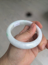 Load image into Gallery viewer, 57mm certified Type A 100% Natural sunny green/white Jadeite Jade bangle AC72-1479