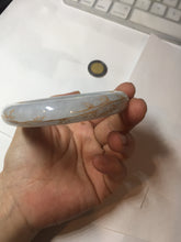 Load image into Gallery viewer, 56.5mm 100% Natural type A icy watery green/blue carved and golden-painted chubby round cut Jadeite Jade bangle PC75